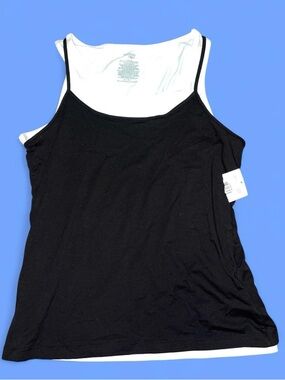 NWT Danskin Black Double-Layer Cami Tank Top - Women's Layered Camisole Sz L